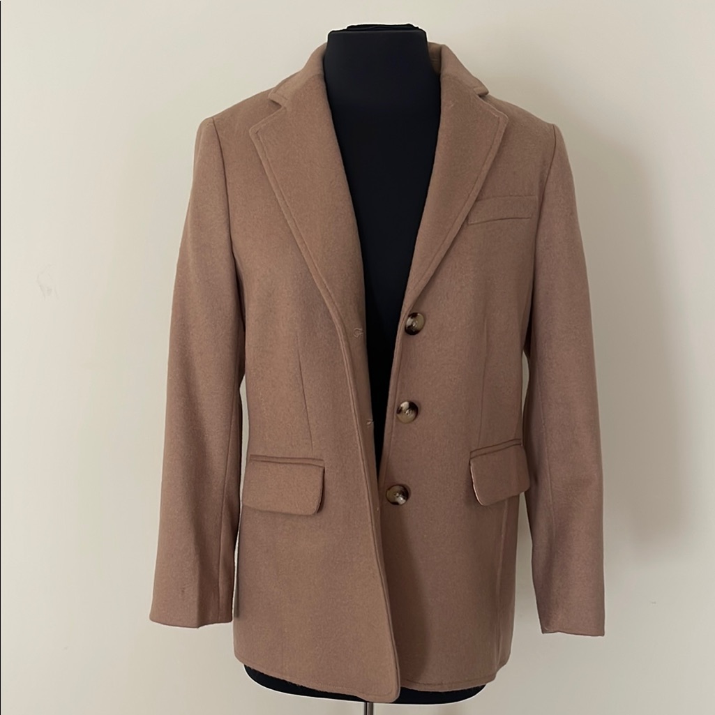 L.L. Bean Tan Women's Jacket Wool & Cashmere Like New!